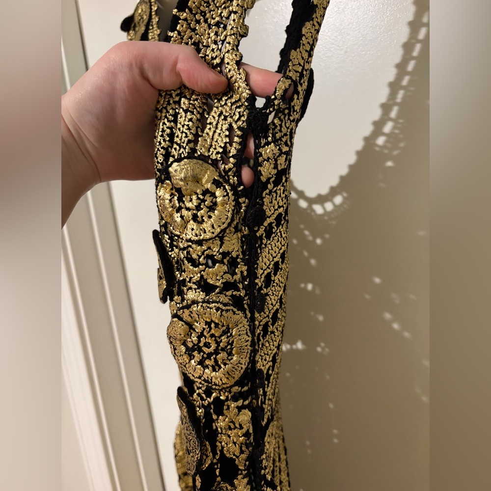 Ulla Johnson Evelyn Metallic Crochet Gown in Goldfoil - Picture 7 of 16